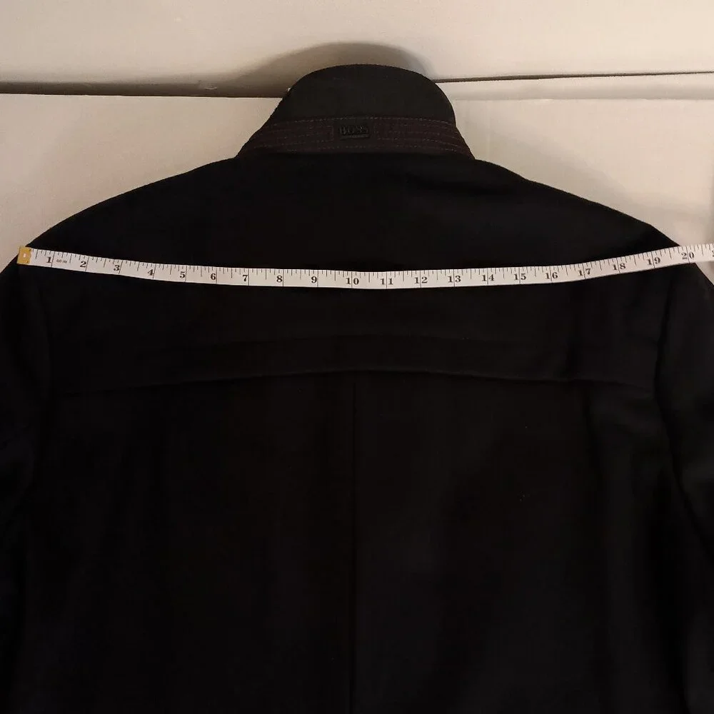 Hugo Boss Wool Cashmere Coat with Inner Bib & Ribbed Collar Size 40R EUC - Picture 13 of 16